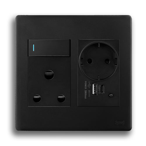 SYNERJI S/S 4X4 RSA SNG S/S + EURO SCHUKO + 2 X USB (Type A + Type C)