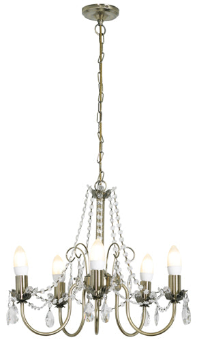 Chandelier 5 lights with tear drops