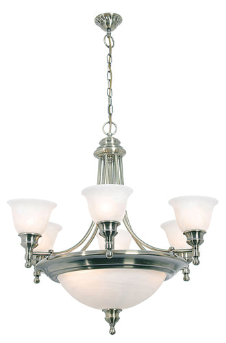 Chandelier 9 lights alabaster glass (satin chrome)