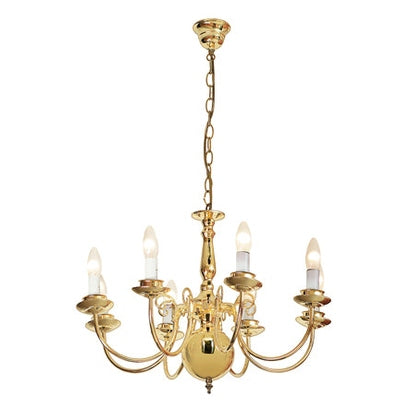 Chandelier flemmish in polished brass (8 lights)