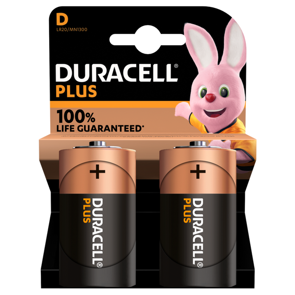 Duracell Plus D Alkaline Batteries (2-Pack)