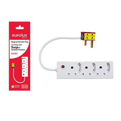 Wonder Plug 6 Way with Surge & Overload Protection