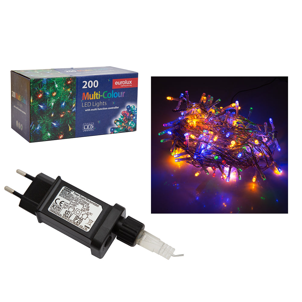 Eurolux H35COL – 10 m Multicolour LED Fairy Light String (200 LED, 8‑Function)