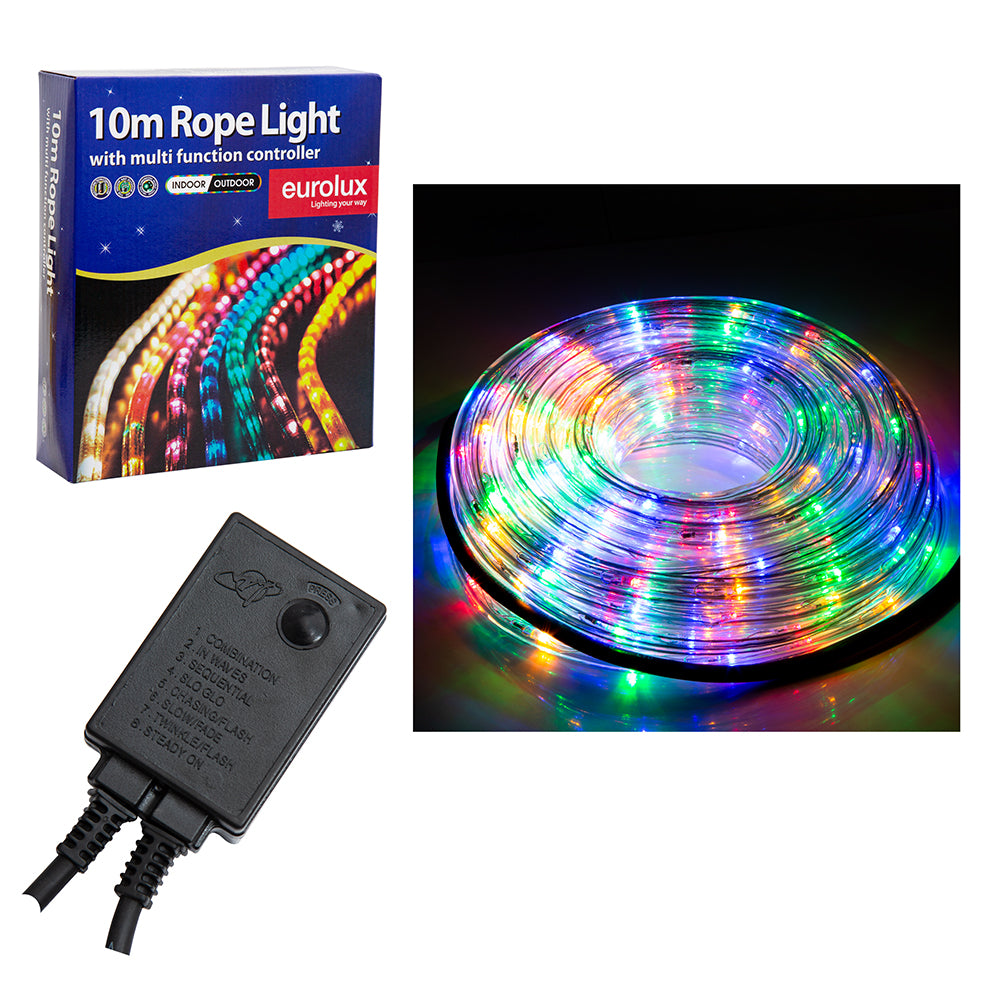 Eurolux H38COL – 10 m Multicolour LED Rope Light with 8‑Function Controller