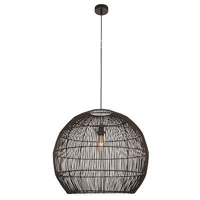 Erna 600 BLK Pendant Black Woven Rattan