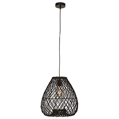 Albert Black Pendant Black Woven Rattan
