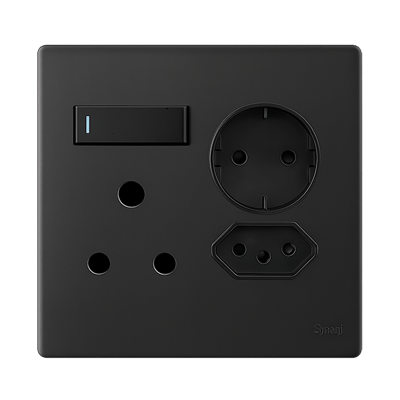 SYNERJI 4x4 RSA Double + Euro + Schuko Socket (Matt Black)