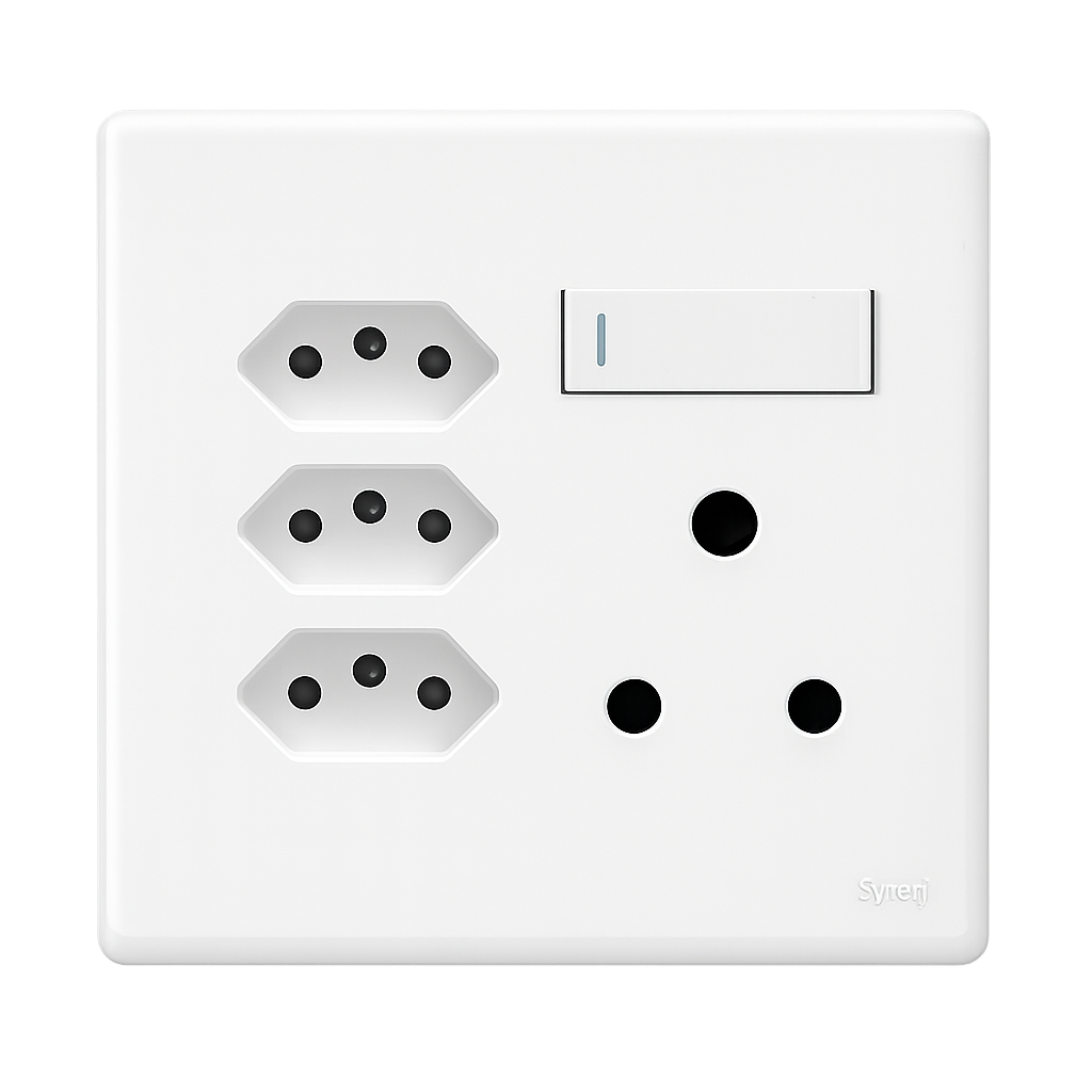 SYNERJI 4x4 RSA Double + 3x3 Pin Euro Socket (White)