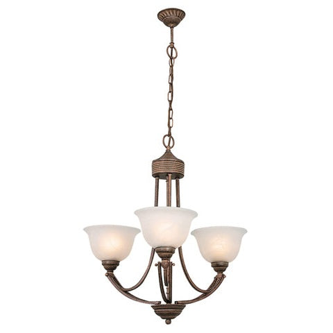 Chandelier 3 lights alabaster (brown rust)