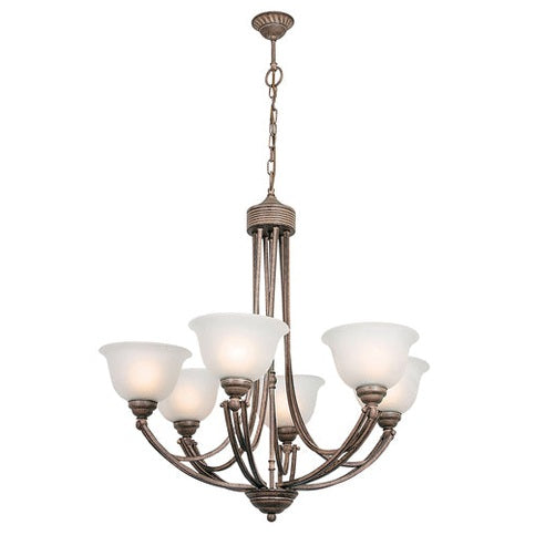 Chandelier 6 lights alabaster glass (brown rust)