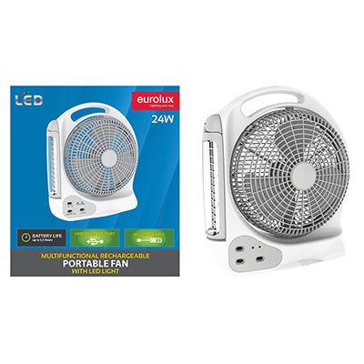 Rechargeable 12 inch Portable Fan & LED Desk Lamp 6V